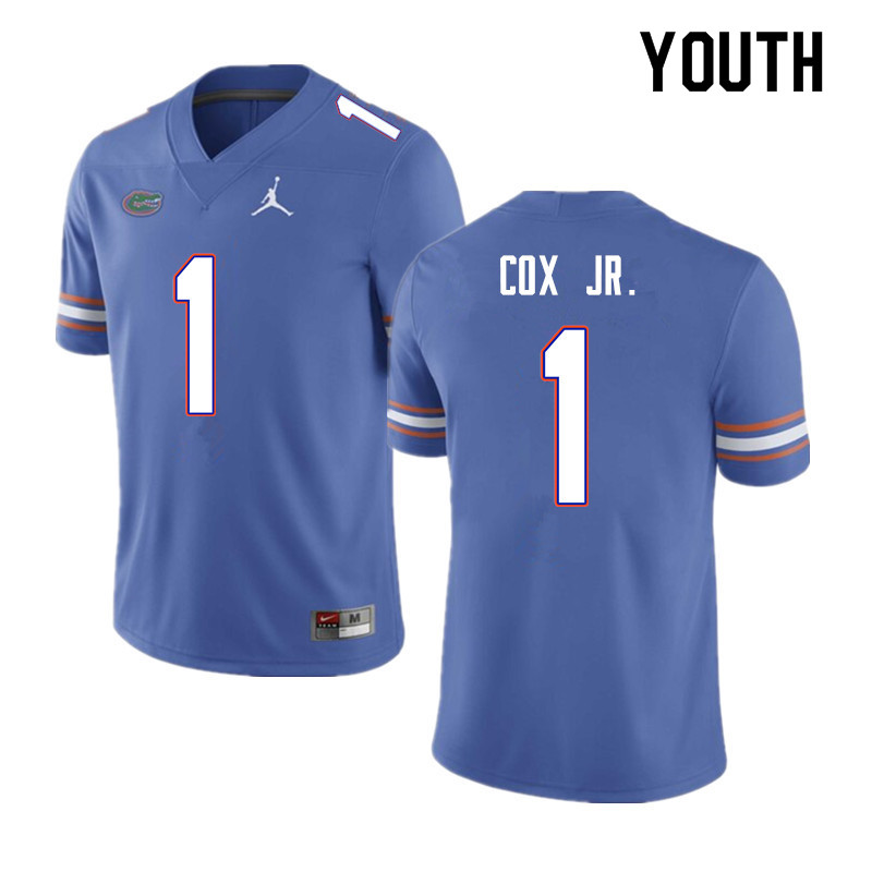 Youth #1 Brenton Cox Jr. Florida Gators College Football Jerseys Sale-Blue - Click Image to Close